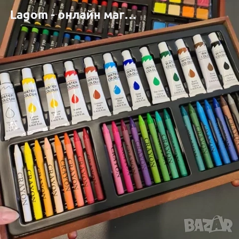 Арт комплект за рисуване в дървен куфар 130 елемента Maaleo, снимка 9 - Ученически пособия, канцеларски материали - 52561367