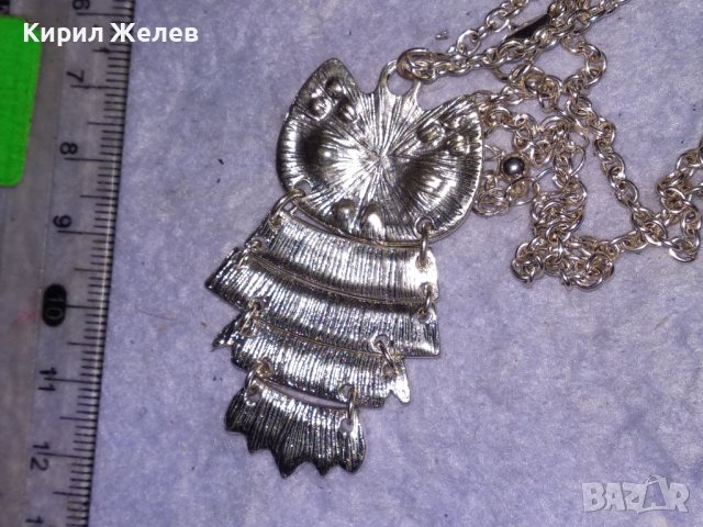 КРАСИВО ПОСРЕБРЕНО КРИСТАЛНО УКРАСЕНО ВИНТИДЖ АРТ БУХАЛЧЕ - КОЛИЕ ПЕНДАНТ 37363, снимка 5 - Колиета, медальони, синджири - 41682654