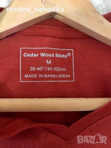 Керемиденочервена мъжка тениска Cedar Wood State, снимка 4 - Тениски - 35901782