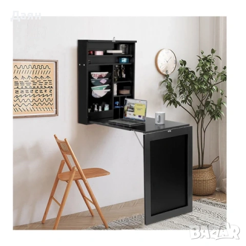 Сгъваемо бюро за стена с дъска COSTWAY