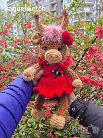 Ръчно Изплетена Крава "Амигуруми", снимка 2 - Плюшени играчки - 51795482