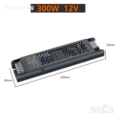 Захранване за LED лента 12VDC, 60W, 5А, Метален тънък корпус + други, снимка 6 - Друга електроника - 41139799