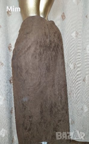 DIDI M Кафява велурена дълга пола с цепка @, снимка 3 - Поли - 42218794