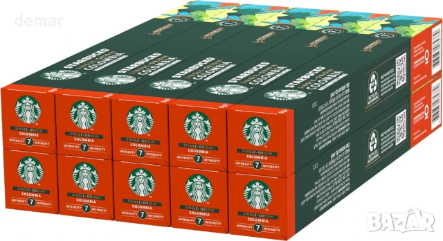 STARBUCKS Single-Origin Colombia by Nespresso, средно изпечено, кафе капсули 10 x 10 (100 капсули)