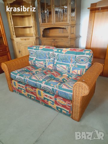 Разтегателен Диван от Естествен Ратан- внос от Германия!, снимка 3 - Дивани и мека мебел - 41587896