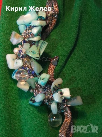 ПРЕКРАСНА ОГЪРЛИЦА от КРАЛСКИ СЕДЕФ МЪНИСТА и ПЛАНИНСКИ КРИСТАЛ и СРЕБРИСТ МЕТАЛ 38918, снимка 2 - Колиета, медальони, синджири - 41837020