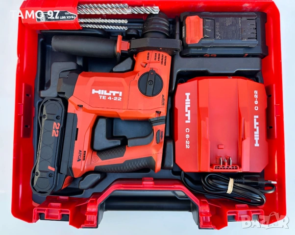 Hilti TE 4-22 Nuron - Безчетков акумулаторен перфоратор 2x22V 4.0Ah 2024г. , снимка 2 - Винтоверти - 53144351