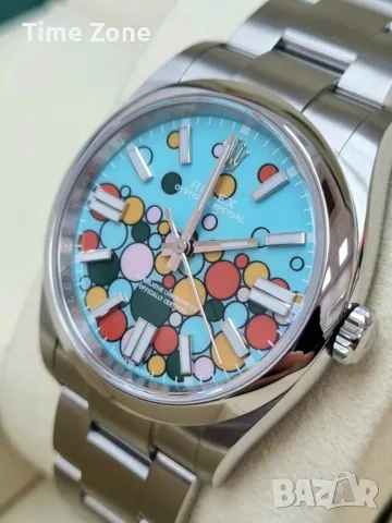 Rolex Oyster Perpetual 41mm Steel Celebration Tiffany Bubble Dial Automatic Унисекс, снимка 4 - Дамски - 48183294
