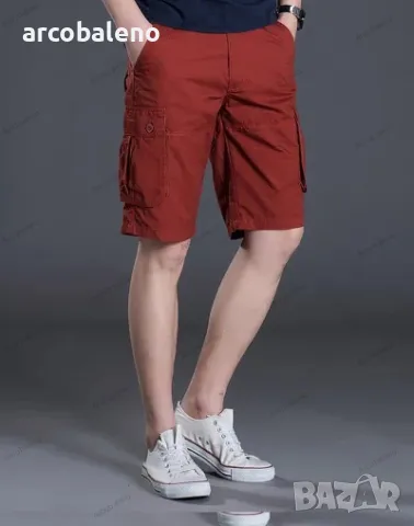 Мъжки къси свободни прави ежедневни панталони с много джобове, 4цвята, снимка 9 - Къси панталони - 40852563