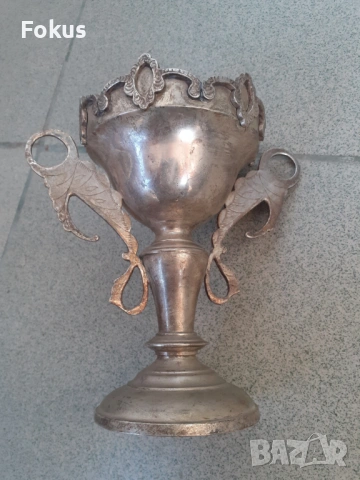 Стар посребрен бокал, потир, купа, чаша, снимка 5 - Антикварни и старинни предмети - 53287258