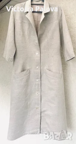 Бутикова рокля от груб лен с подплата, снимка 12 - Рокли - 48025456