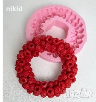 Голям венец малинов малини малина силиконов молд форма фондан шоколад гипс                         