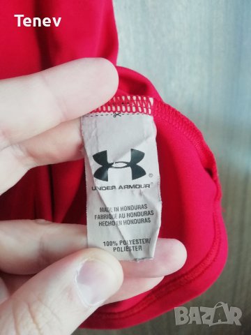 Under Armour HeatGear Оригинална червена мъжка тениска фланелка размер М , снимка 4 - Тениски - 41787326