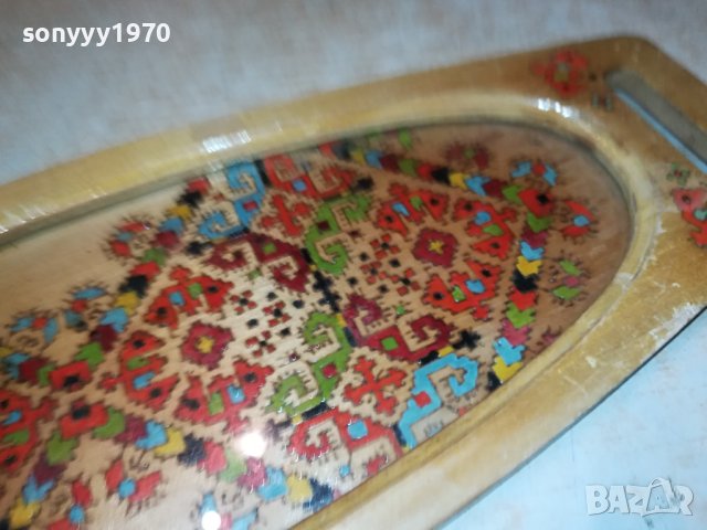 РЕТРО ПОДНОС ДЪРВО И СТЪКЛО 44Х15СМ 2806231700, снимка 11 - Антикварни и старинни предмети - 41385092