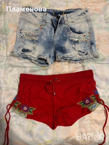 Дамски къси дънки + дамски къси панталонки, снимка 1
