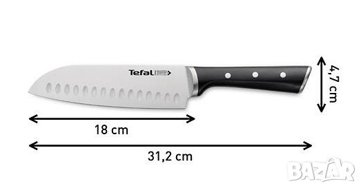 Азиатски нож Santoku Tefal Ingenio Ice Force 18 сm / Тефал , снимка 8 - Прибори за хранене, готвене и сервиране - 40173471