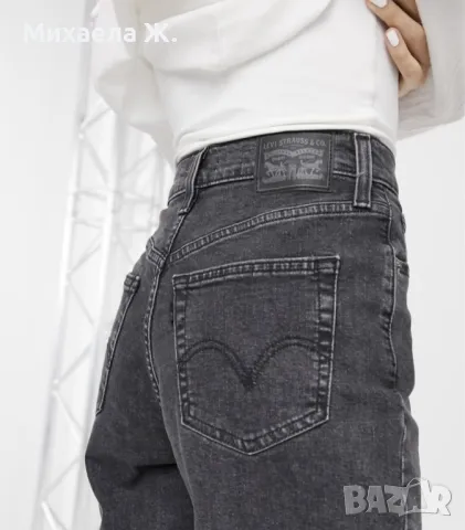 Сиви еластични дънки Levi's mom fit, снимка 3 - Дънки - 49449118