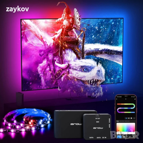  Strip Lights със синхронизиране на музика и сценичен режим, съвместим с Alexa и Google Assistant, снимка 6 - Друга електроника - 44923965