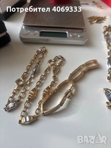 Златни гривни 14карата и ланец , снимка 14 - Гривни - 53666346