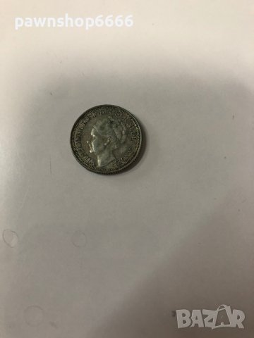 Сребърна монета Нидерландия 25 цента, 1941 Портрет на аверс, снимка 5 - Нумизматика и бонистика - 38930290