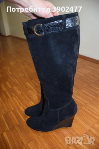 Чисто нови дамски кожени ботуши от Италия, велур, снимка 6 - Дамски ботуши - 52115910