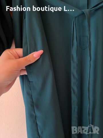 Тюркоазена рокля с коланче и златни копчета ❤️, снимка 3 - Рокли - 44325937