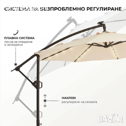 Регулируем Градински Чадър с UV защита, 300см, снимка 3 - Други - 52174670