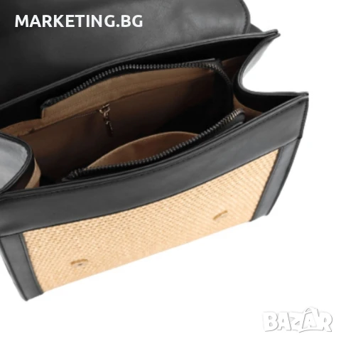 Кокетна дамска раничка, със сламени детайли, снимка 6 - Чанти - 50456875