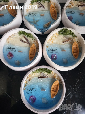 Ръчно изработена керамика с ароматна свещ със соев восък и гел восък , снимка 9 - Други - 53653305