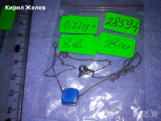 НЕЖНО СРЕБЪРНО КОЛИЕ СРЕБРО 925 с ЕМАЙЛИРАНА ЦВЕТНА АРТ КЕРАМИКА 28594, снимка 5 - Колиета, медальони, синджири - 41387519