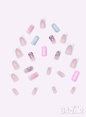 Комплект Разкошни Press-on Изкуствени Нокти 24 броя Бутикова Серия Barbie КОД nail459, снимка 4 - Продукти за маникюр - 42061862