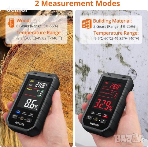 Proster Детектор за влага с LCD екран с измерване на температурата, снимка 4 - Други - 42127112