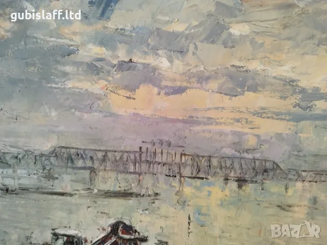 Картина "Русе-речна гара", 1970 г., худ. К. Станчев (1906-1988), снимка 6 - Картини - 48695154