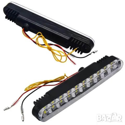 Дневни LED светлини 190 x 40 x 25мм 12W бяло и жълто 24V 2 броя, снимка 2 - Аксесоари и консумативи - 55865093