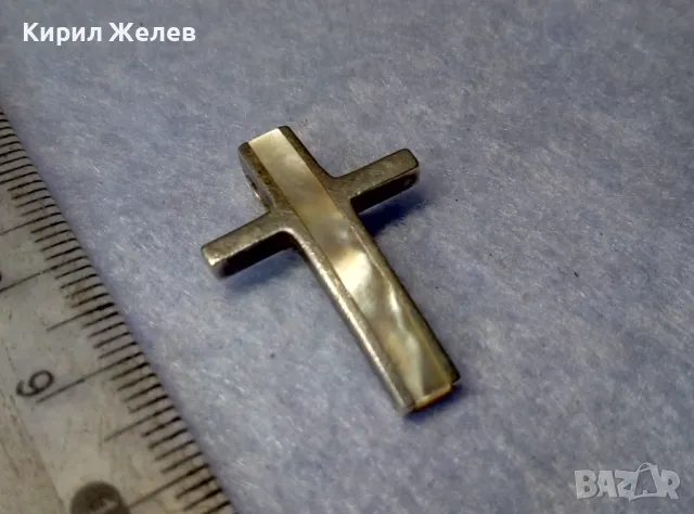 СТИЛНО СЕДЕФЕНО СРЕБЪРНО КРЪСТЧЕ КРЪСТ СРЕБРО 925 РЪЧНА ЮВЕЛИРНА ФИНА ИЗРАБОТКА 30388