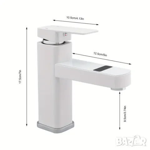 🛁✨ ЛУКСОЗЕН СМЕСИТЕЛ ЗА БАНЯ – ЧЕРНО & БЯЛО + ЦИФЕРБЛАТ ЗА ТЕМПЕРАТУРА 🔥❄️, снимка 3 - Смесители - 50161101