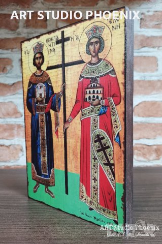 Икона на Св. Св. Константин и Елена icona Sv. Sv. Konstantin i Elena, снимка 3 - Икони - 14434227