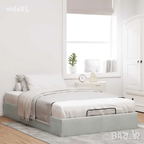 vidaXL Османска рамка за легло без матрак, светлосива 120x200см кадифе, снимка 3 - Спални и легла - 56146972
