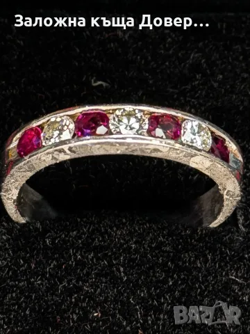 Златен пръстен с диаманти и рубини 14 k 585 gold diamonds rubies, снимка 2 - Пръстени - 55781537