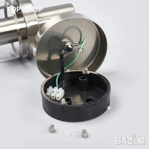 Външна стенна лампа Lindby от неръждаема стомана, IP44, сребърна стенна лампа, външно осветление, ст, снимка 2 - Външни лампи - 48901513