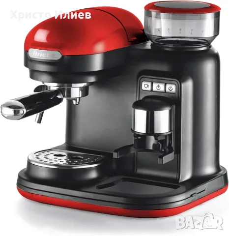 Кафемашина Ariete Espresso Moderna 1318 с ръкохватка и мелачка Червена