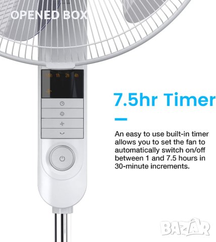 Pro Breeze® 16-инчов вентилатор на поставка с дистанционно управление и LED дисплей | 4 режима на ра, снимка 2 - Вентилатори - 41631905