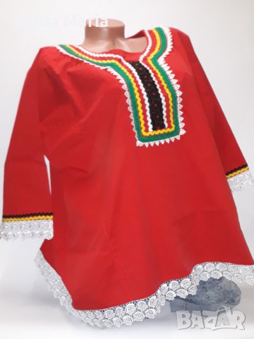 Дамска фолклорна риза червена, снимка 1 - Ризи - 41358526