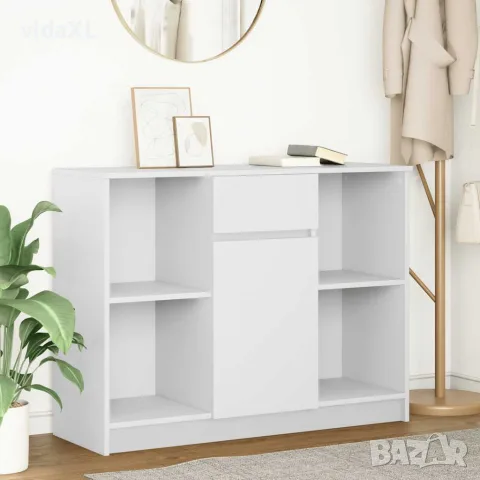 vidaXL Бюфет с чекмеджета, бял, 101x35x76 см, инженерно дърво, снимка 2 - Бюфети - 56148261