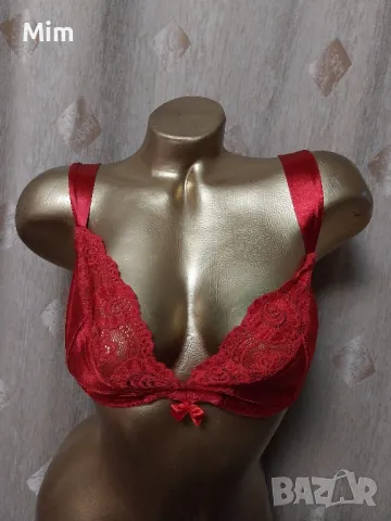 85 C Червен сатенен сутиен , снимка 7 - Бельо - 48289004