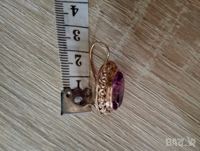 Руски златни обеци с александрит, снимка 9 - Обеци - 52549966