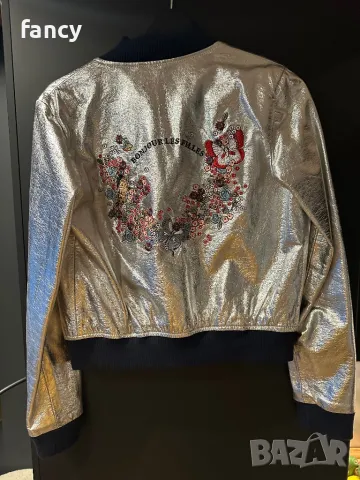 Късо сребристо кожено яке Zara