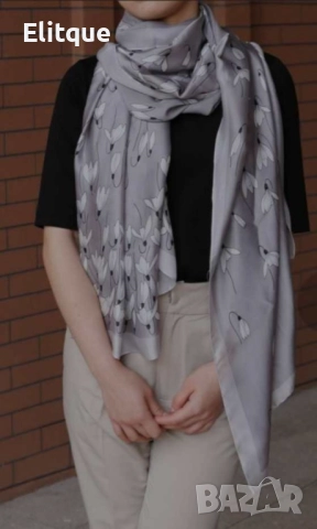 Пролетен шал с деликатен флорален принт. Размер: 90/180см, снимка 14 - Шалове - 52894813