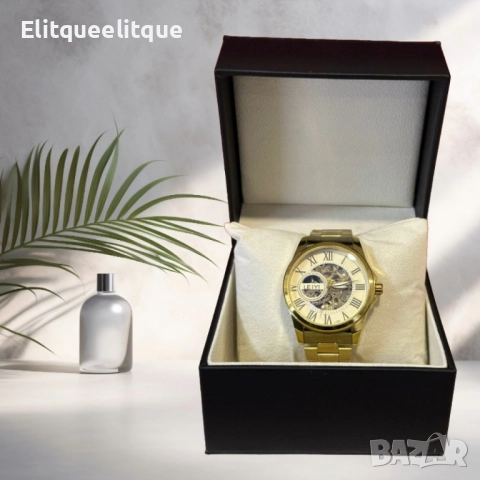 Елегантен и прецизен мъжки златист часовник LEIYI, снимка 2 - Мъжки - 52278944