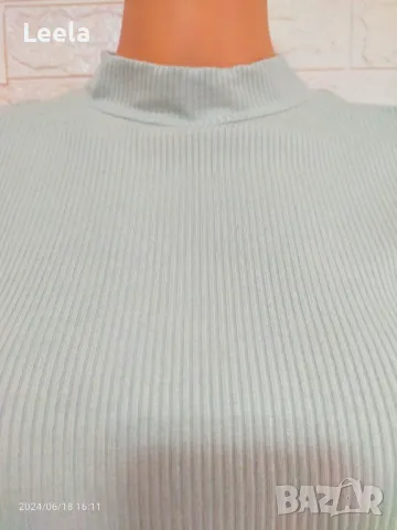 Ментовозелена ропсена блуза ZARA, снимка 3 - Тениски - 47274018